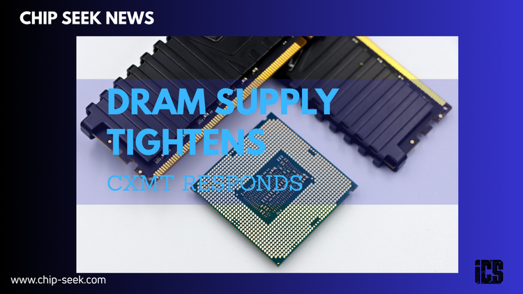 DRAM modules and a processor illustrating tightening memory supply and rising AI demand