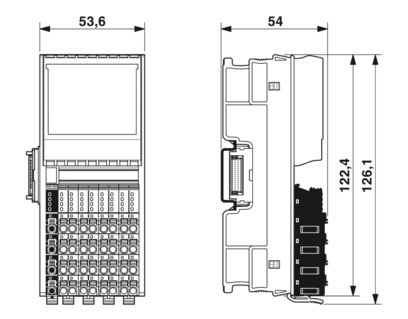 Phoenix Contact AXL F AI8 XC 1F mechanical dimensions drawing